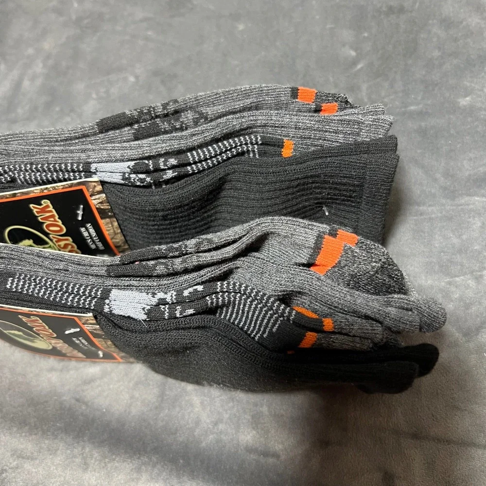Mossy Oak Mens Crew Socks 4 Pair Bundle Half Cushion Arch Support Back 6-12